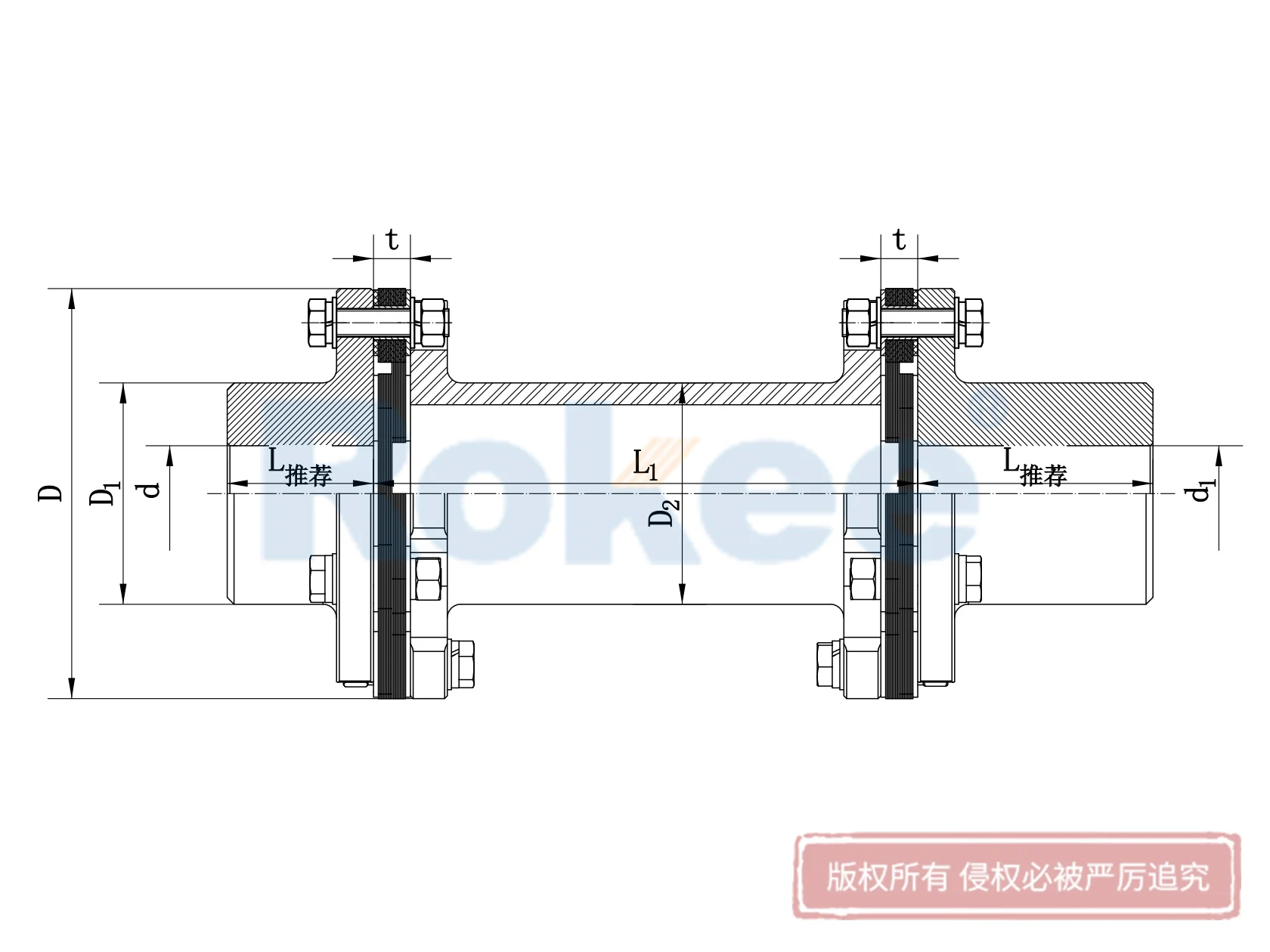 JMIIJ Double Diaphragm Coupling With Intermediate Shaft