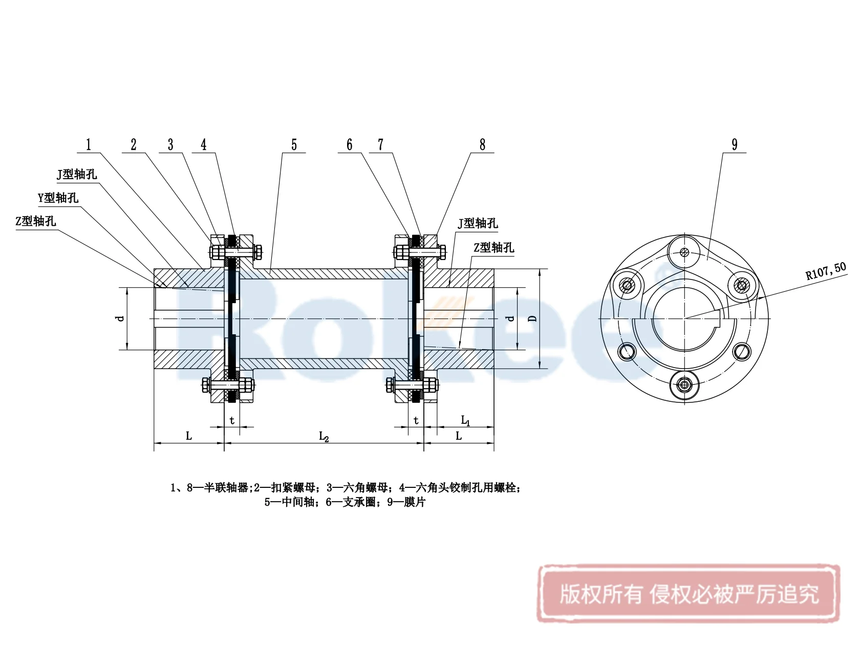 JMIJ Double Diaphragm Coupling With Intermediate Shaft