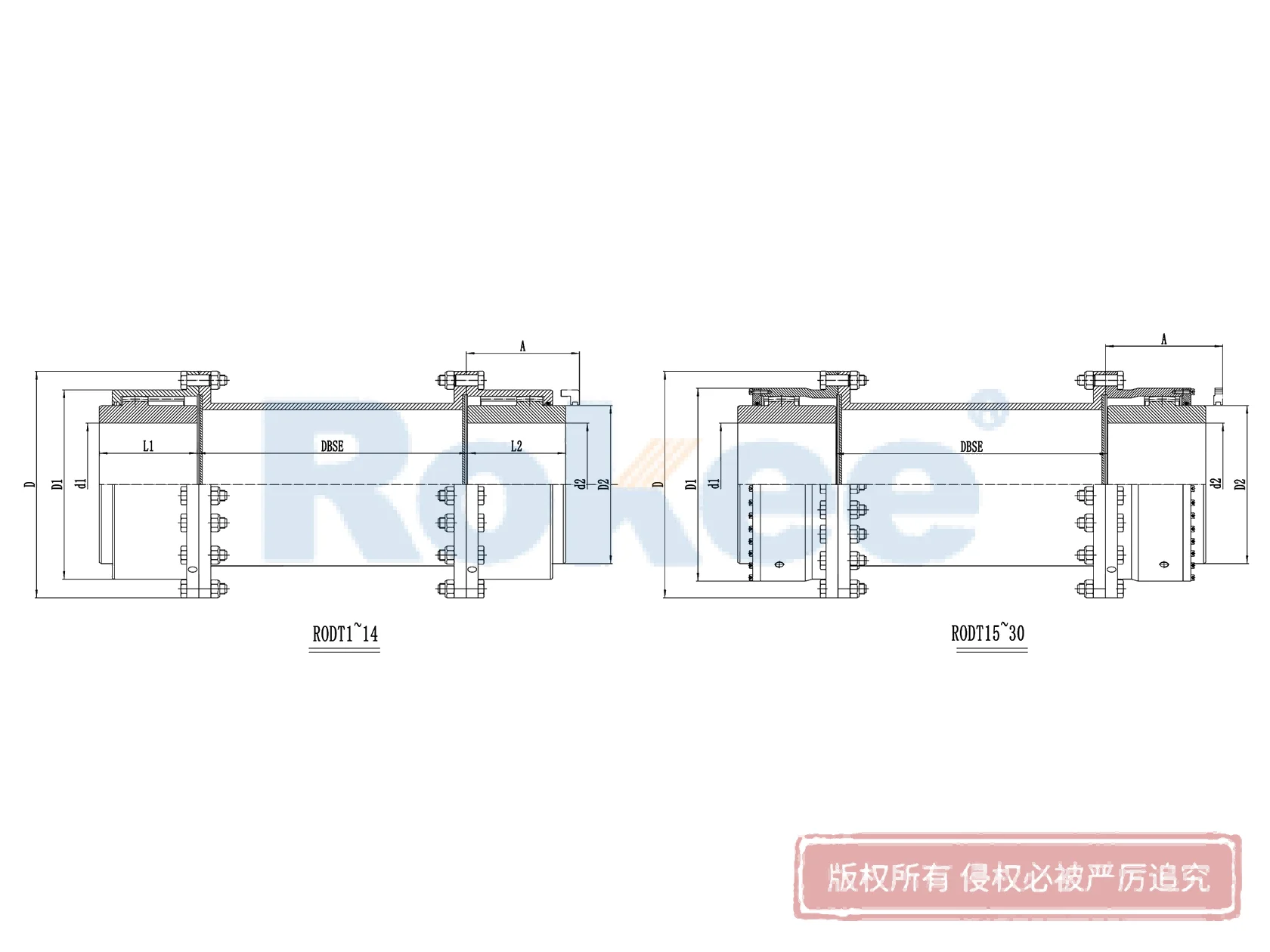 RODT Indirect Tube Curved-tooth Gear Coupling